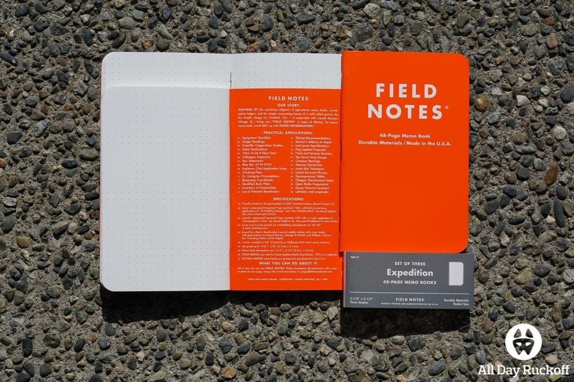 Field Notes Expedition (3 Pack) Notebooks All Day Ruckoff