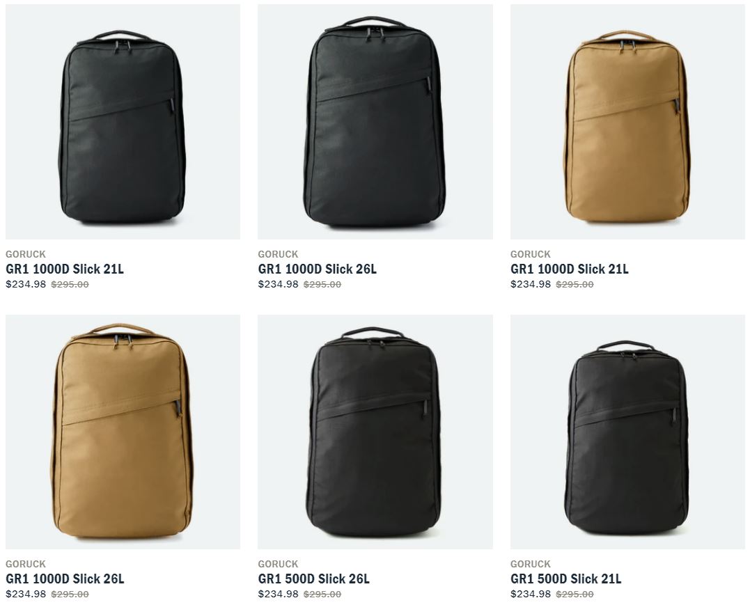 20% Off GORUCK x Huckberry GR1 Slick (500D & 1000D) Sale - All Day 